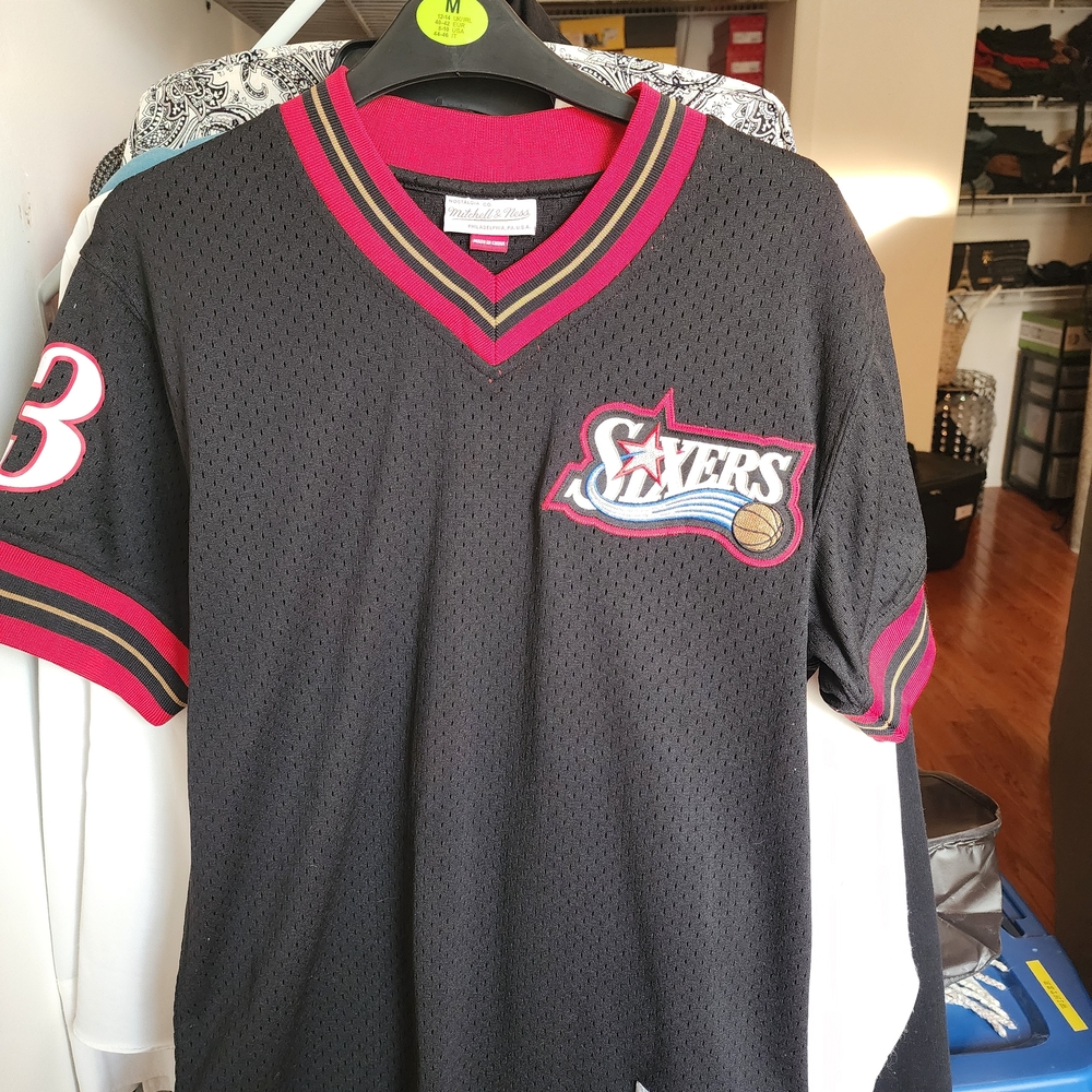 Rare 76er Basketball Black and Red Jersey